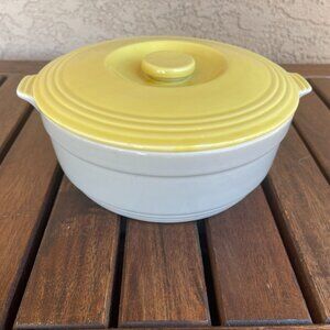 Art Deco Hall GE Refrigerator Ware 2 Quart Yellow and Gray Cover Casserole Dish